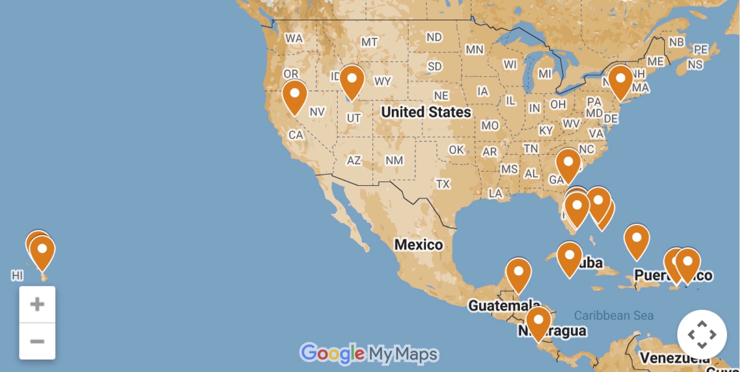 Map of Interseckt's service area across South Florida and the Caribbean